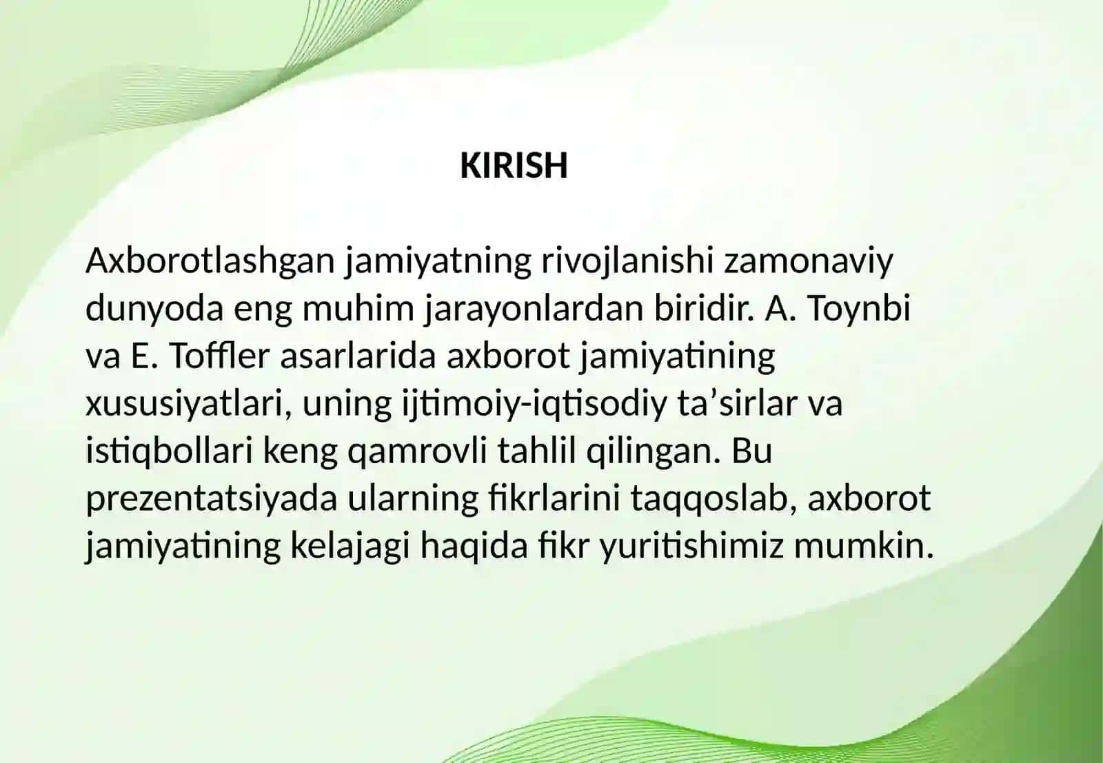 Axborotlashgan jamiyat va uning istiqbollari 2
