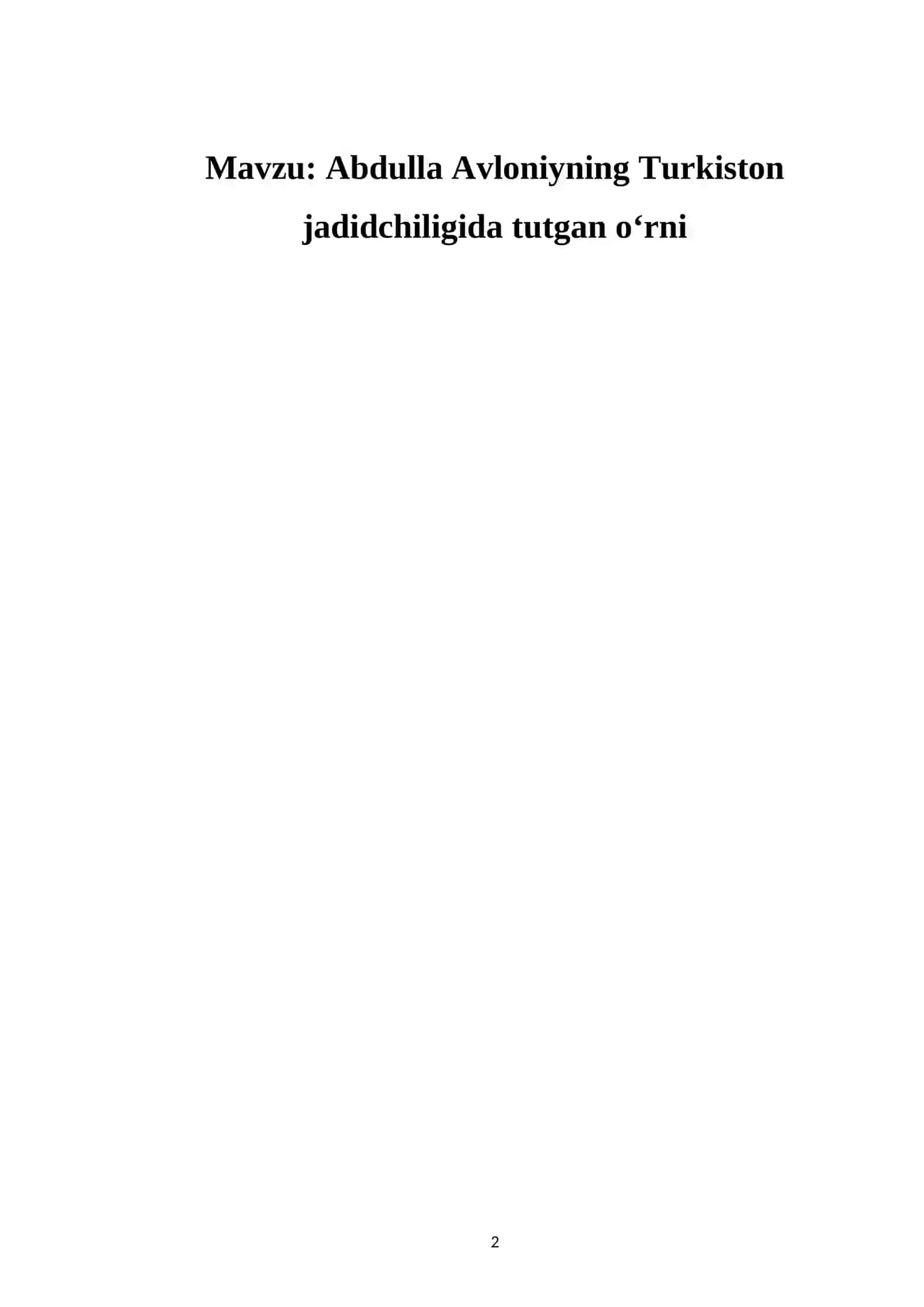 Abdulla Avloniyning Turkiston jadidchiligida tutgan oʻrni 2