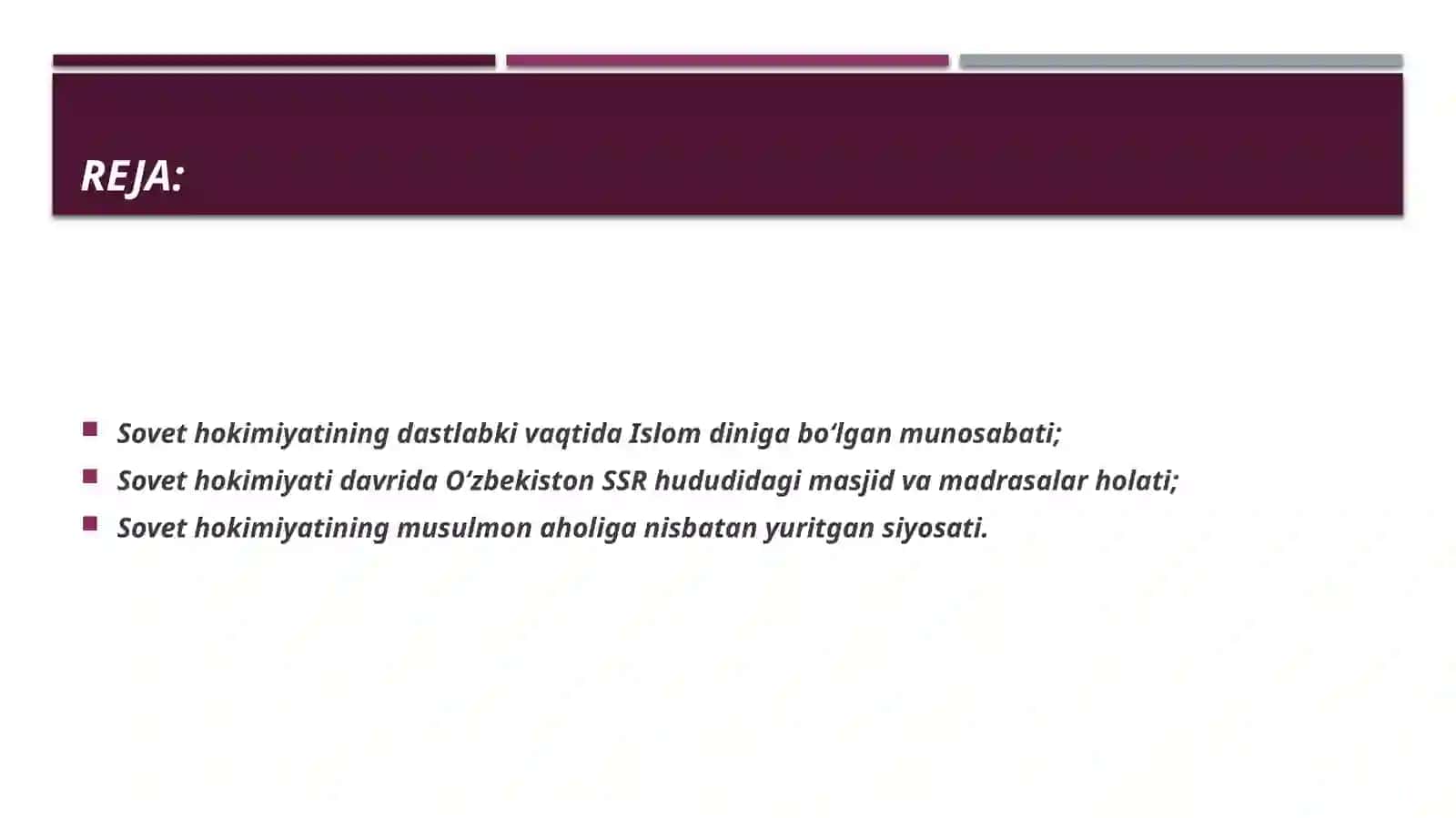 Sovet hokimiyatining Islom dinigaboʻlganmunosabati 2
