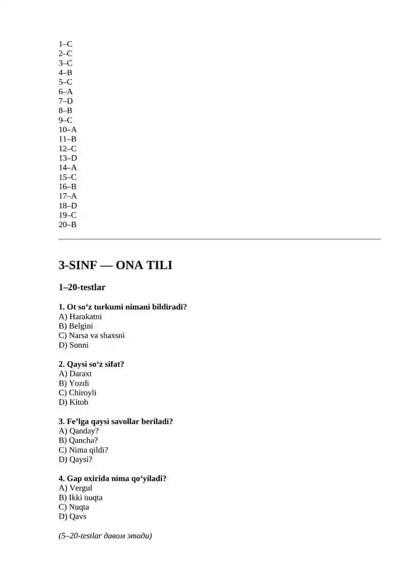 ONA TILI TEST TO‘PLAMLARI 2