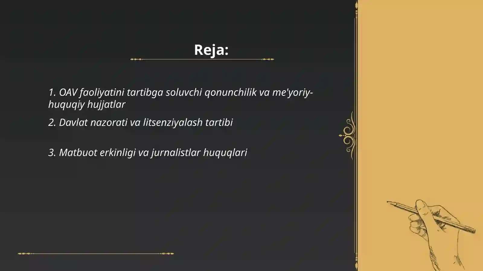 OAV faoliyatini tartibga soluvchi qonunchilik va me'yoriy-huquqiy hujjatlar 2