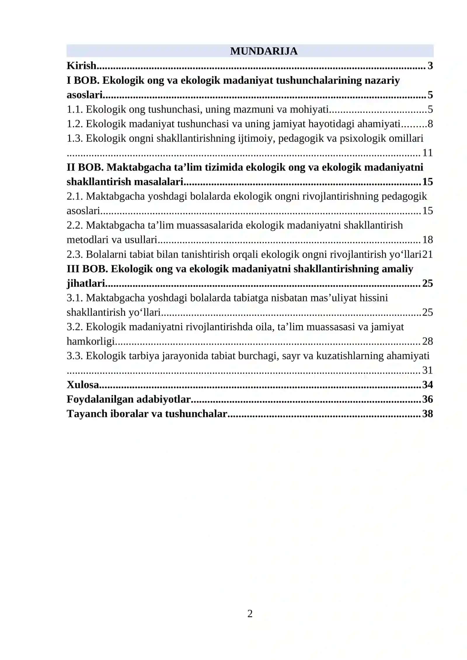 Ekologik ong va ekologik madaniyatni shakllantirish masalalari 2