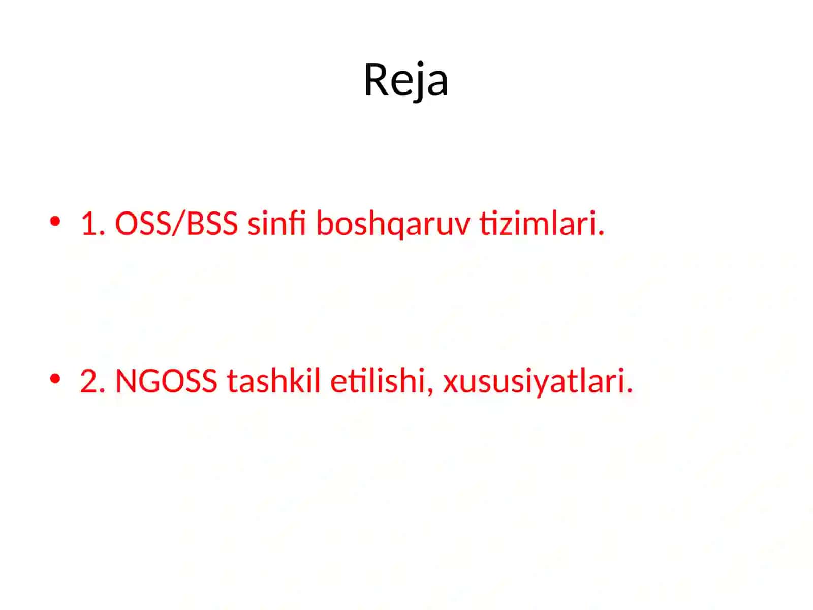 OSS/BSS sinfi boshqaruv tizimlari 2