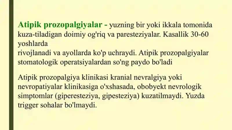 Atipik prozopalgiyalar 2