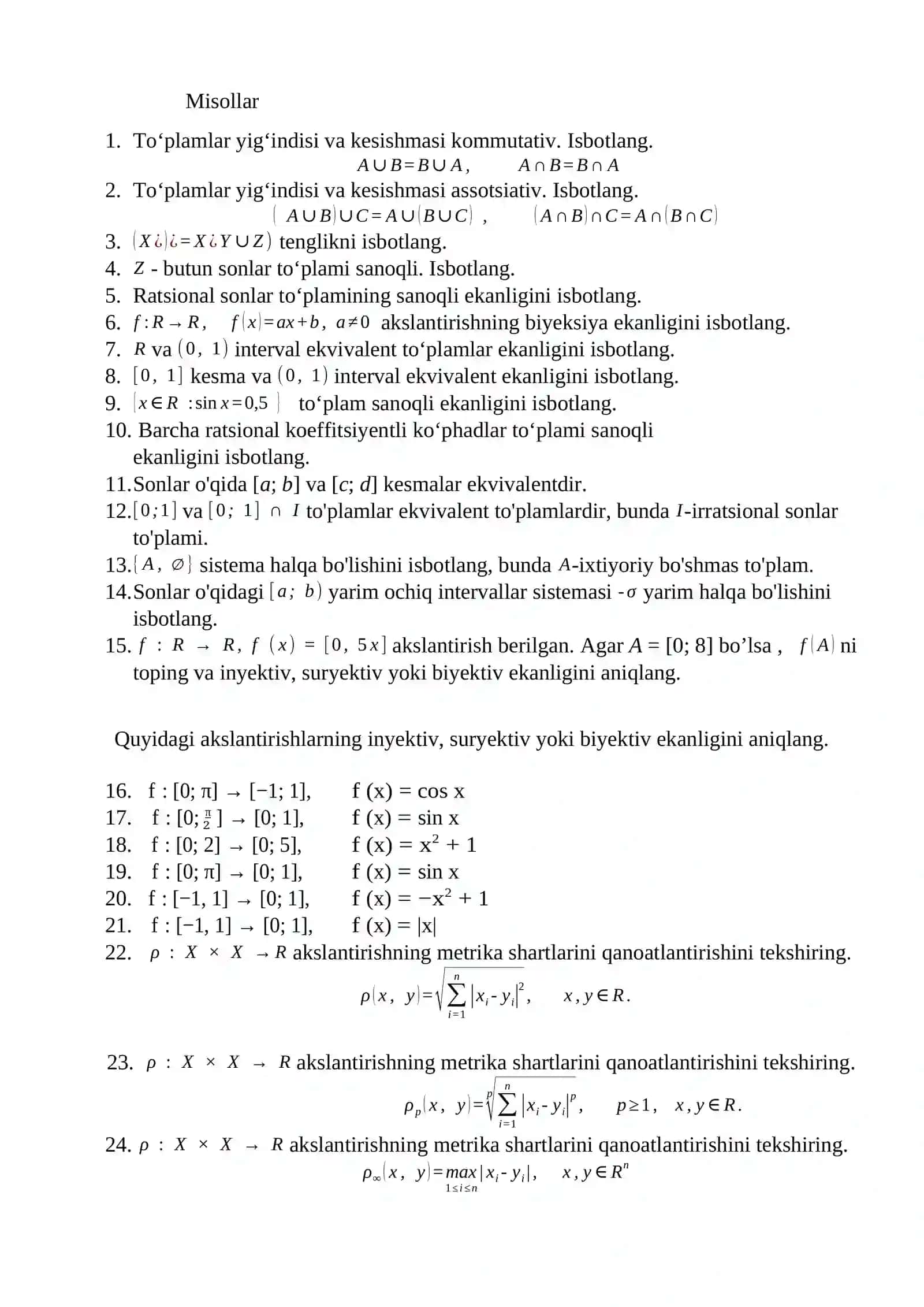 Funksional analizdan yakuniy nazorat savollari 2