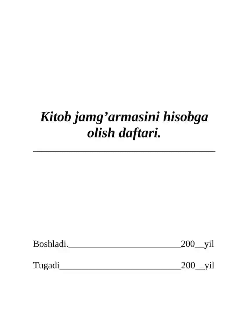 Kitob jamg’armasini hisobga olish daftari 2