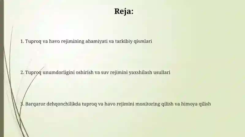 Tuproq va havo rejiminiyaxshilash 2