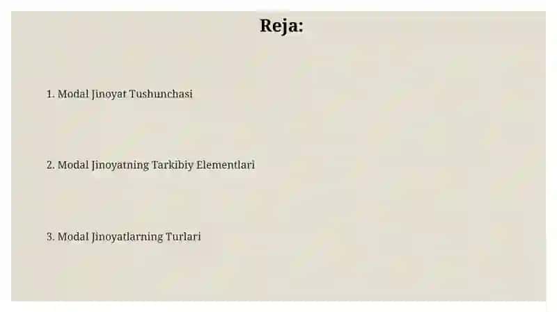 Modal Jinoyat Tushunchasi 2