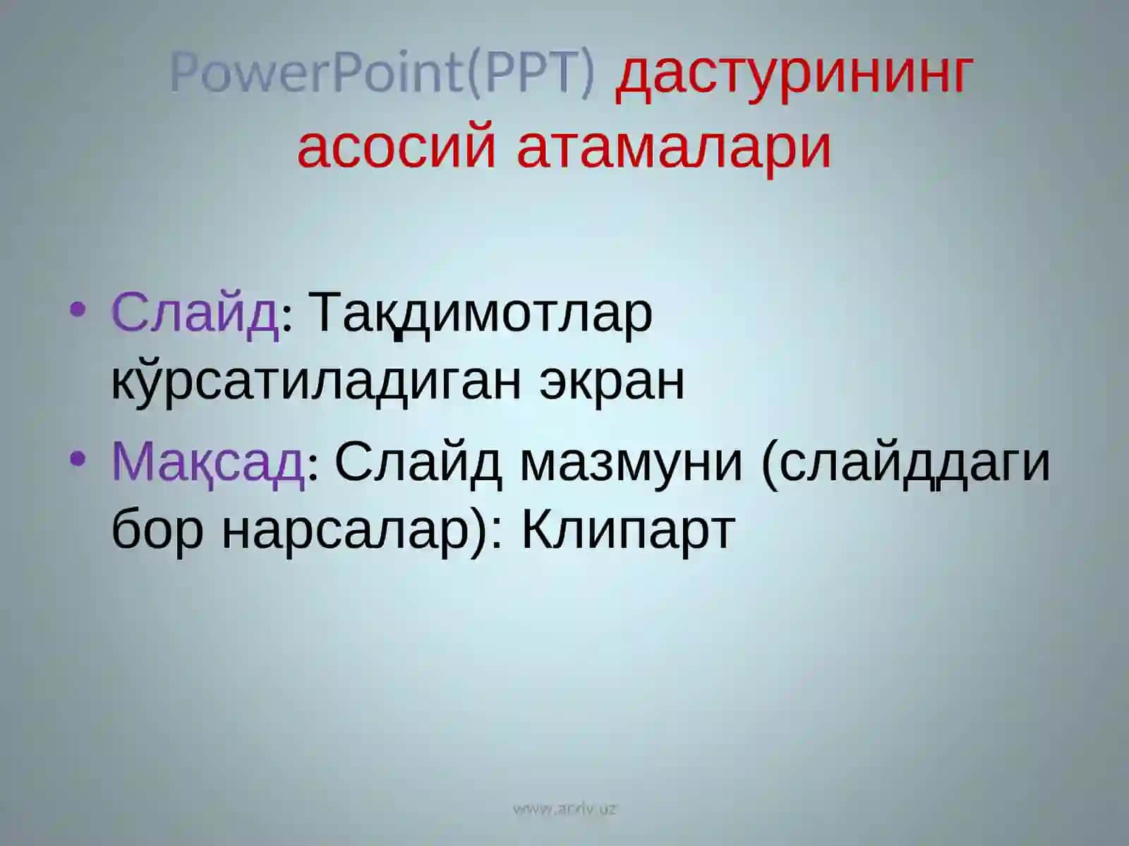 Power point dasturida multimediyali taqdimotlar yaratish 2