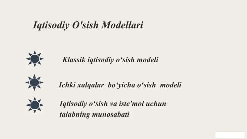 Iqtisodiy O'sish Modellari 2