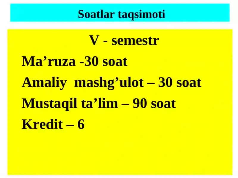 Soatlar Taqsimoti 2