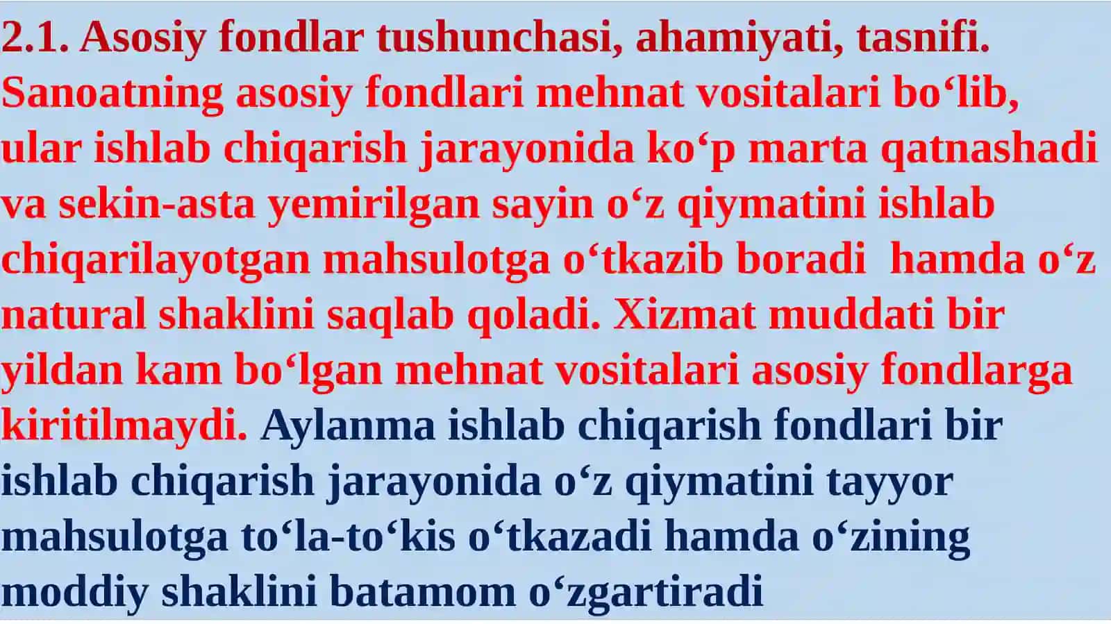 Korxonaning asosiy fondlari 2