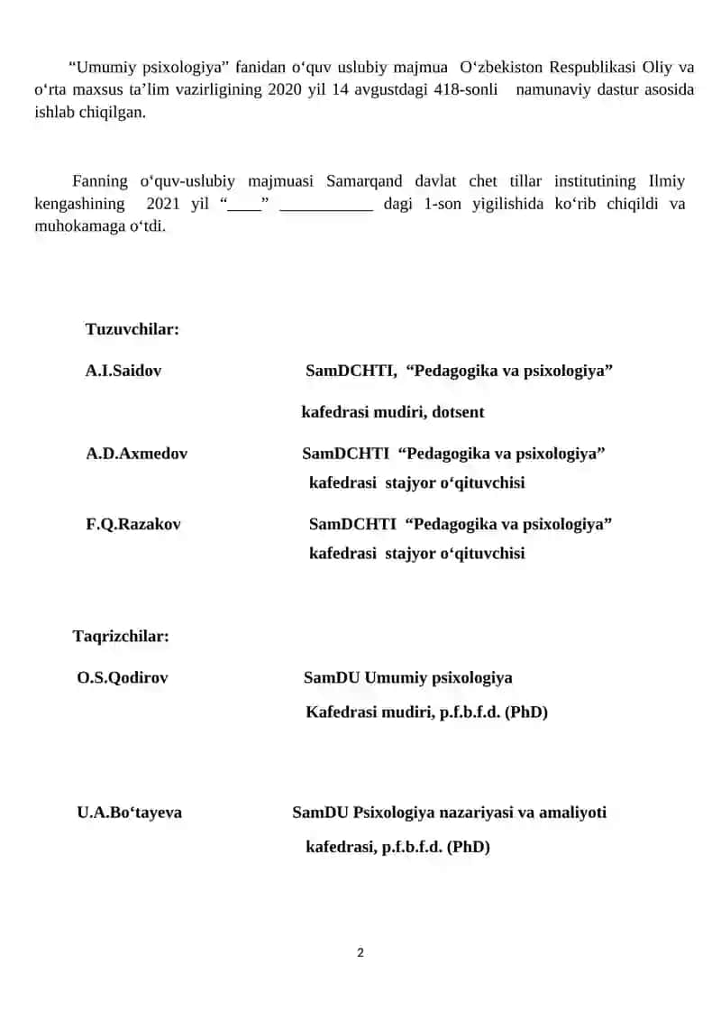 Umumiy psixologiya 2