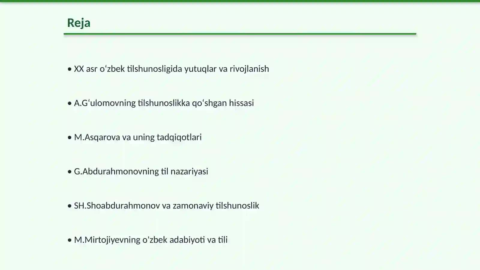 XX asr oʻzbek tilshunosligida qoʻlga kiritilgan yutuqlar 2
