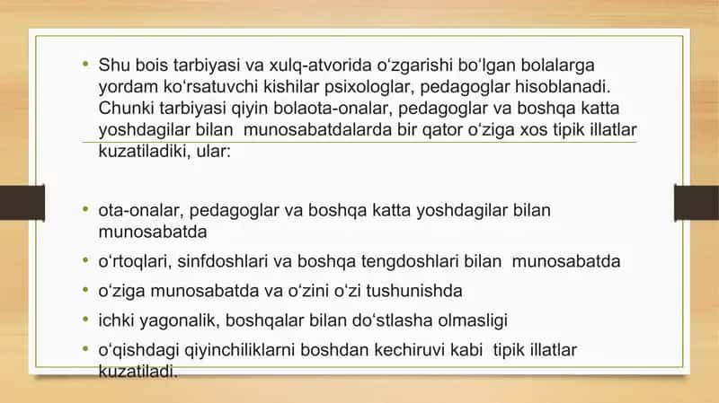 Tarbiyasi qiyin bolalar psixologiyasi 2