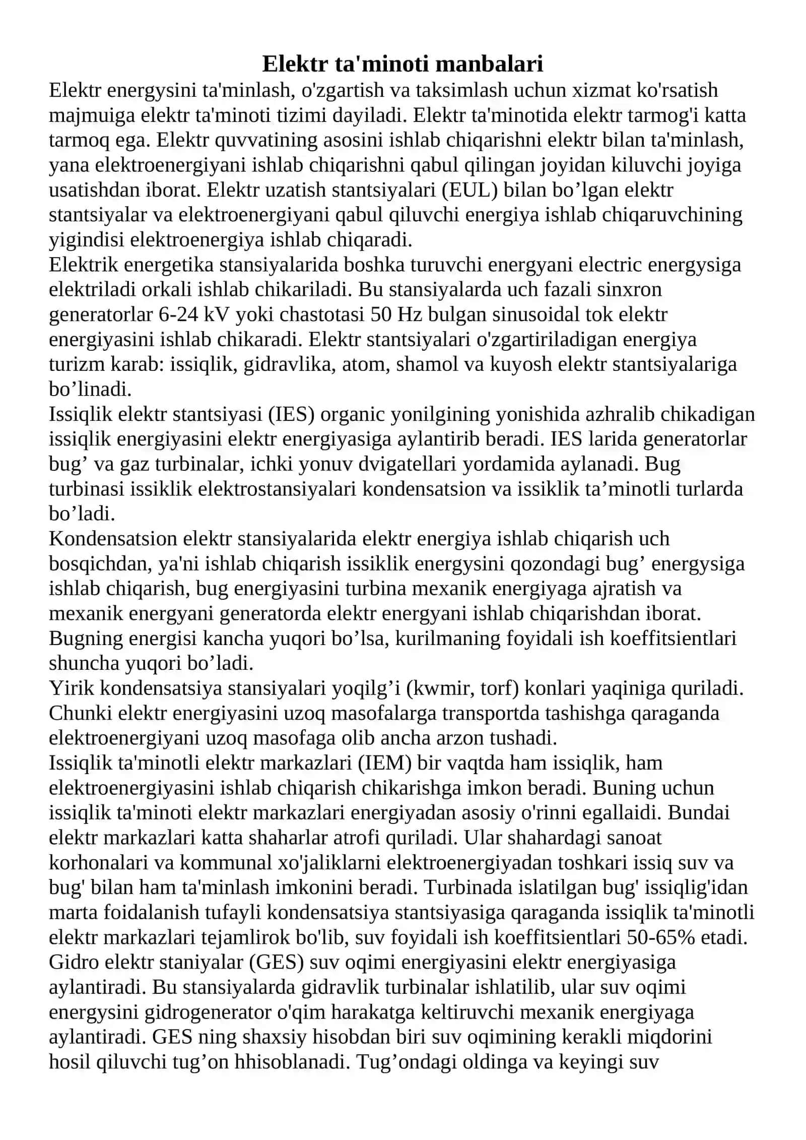 Elektr ta’minoti tizimi tuzilish sxemalari 2