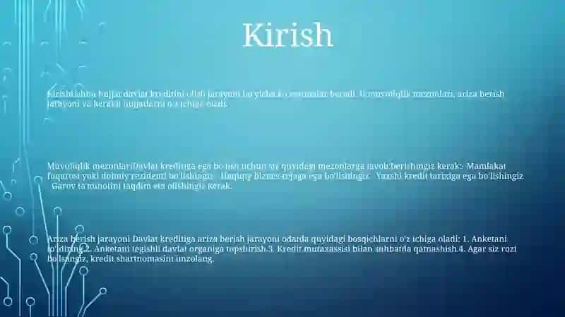 Davlat Kreditini Olish Tartibi 2