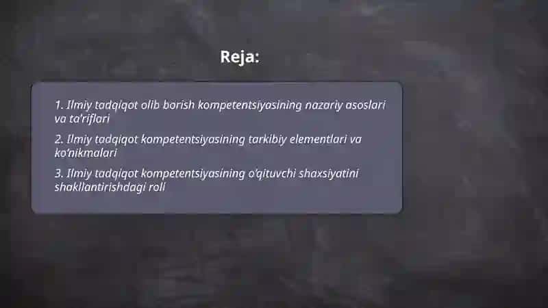Ilmiy tadqiqot olib borish kompetentligi 2