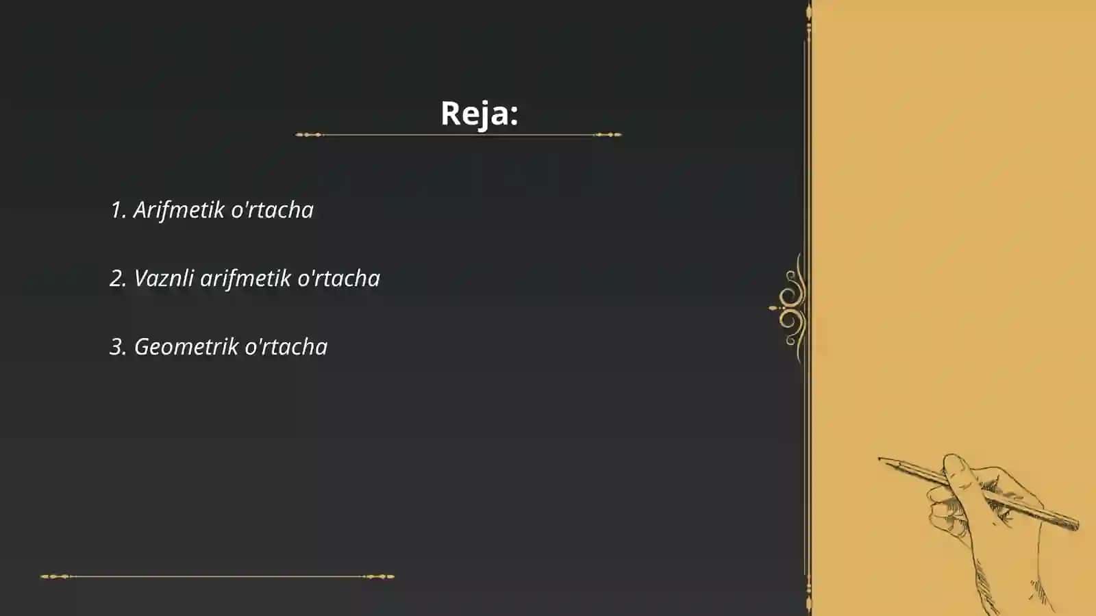 Arifmetik o'rtacha 2