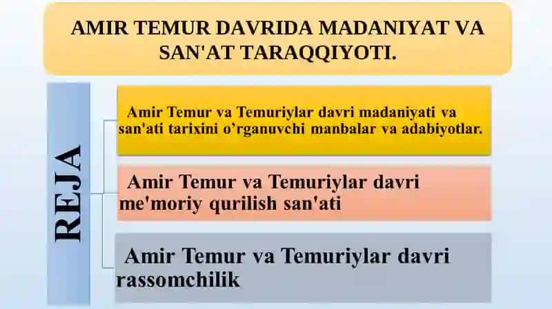 AMIR TEMUR DAVRIDA MADANIYAT VA SAN'AT TARAQQIYOTI. 2