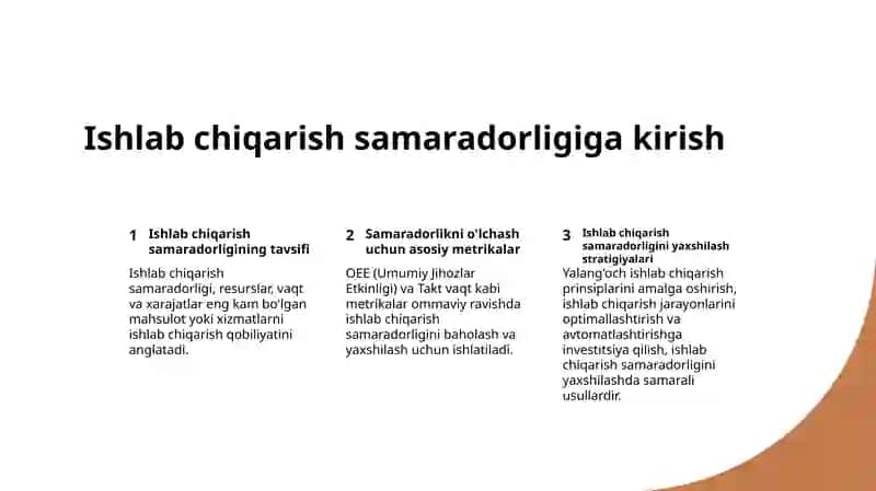 Ishlab chiqarish samaradorligi va uning koʻrsatgichlari 2