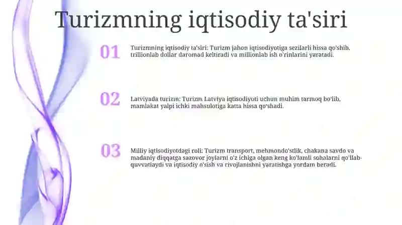 Latviyada Turizmning O‘Rni 2
