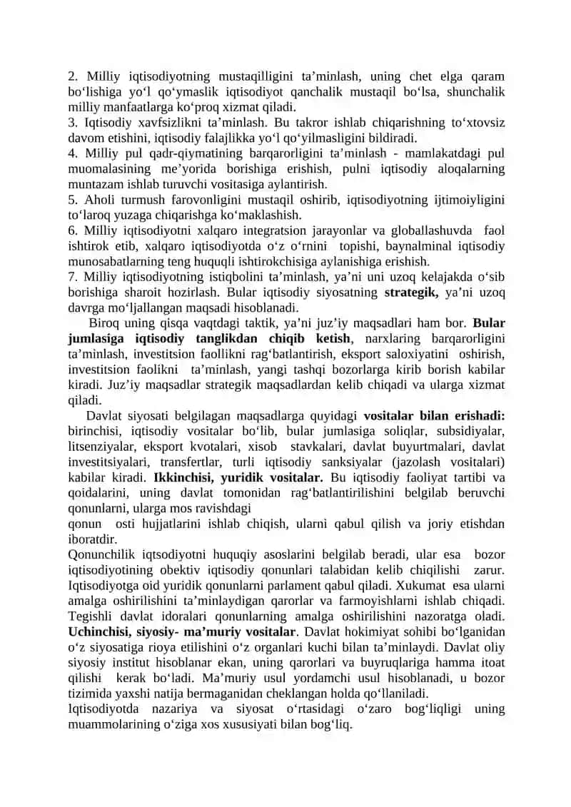 Iqtisodiy siyosat 2