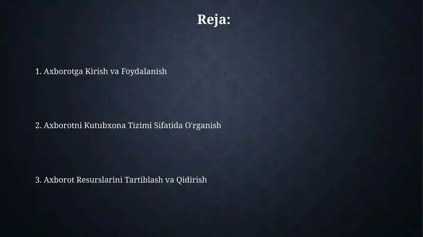 Axborot Kutubxona Tizmsifatidao'rganish 2