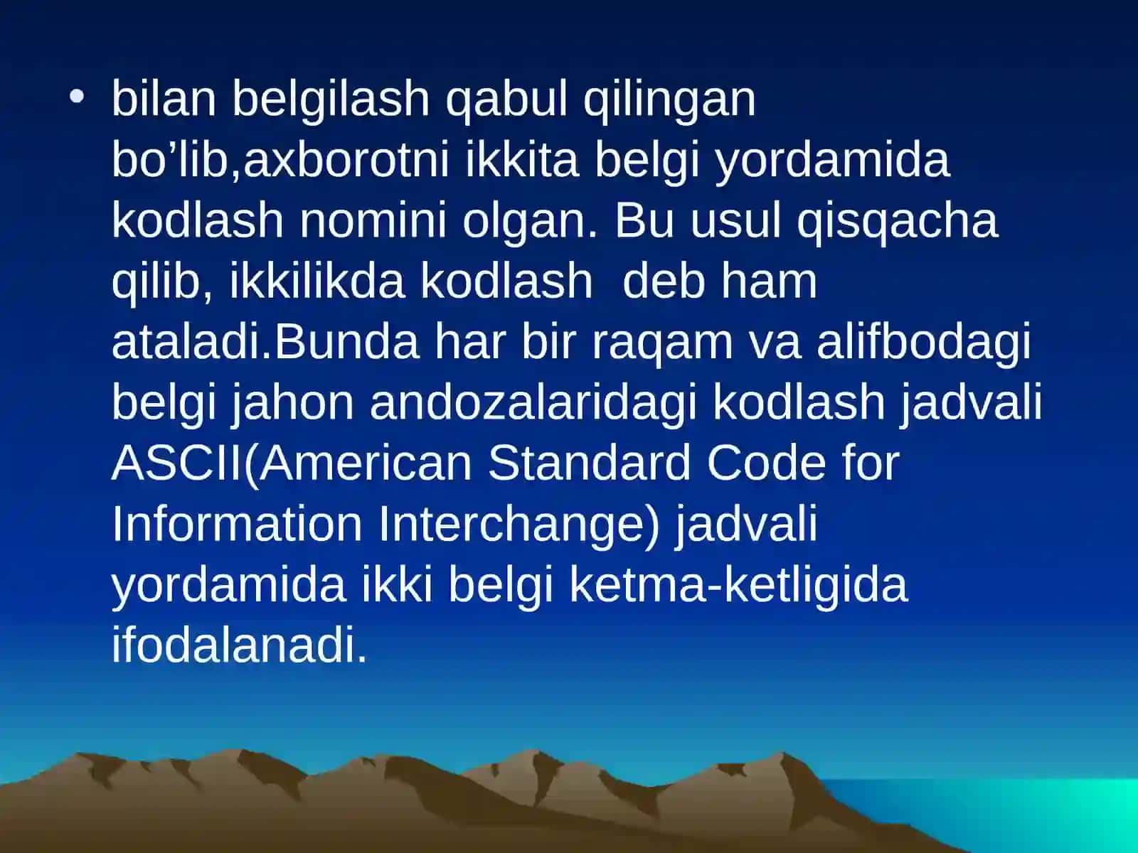 Axborotlarning kompyuterda tasvirlanishi 2
