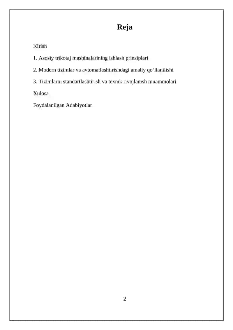 Trikotaj mashinalarining tizimlarini oʻrganish 2