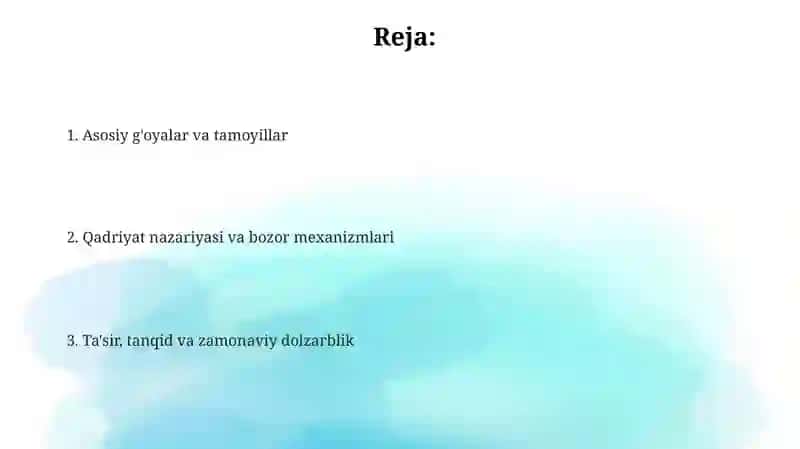 Klassik iqtisodiy maktab ta'limoti 2