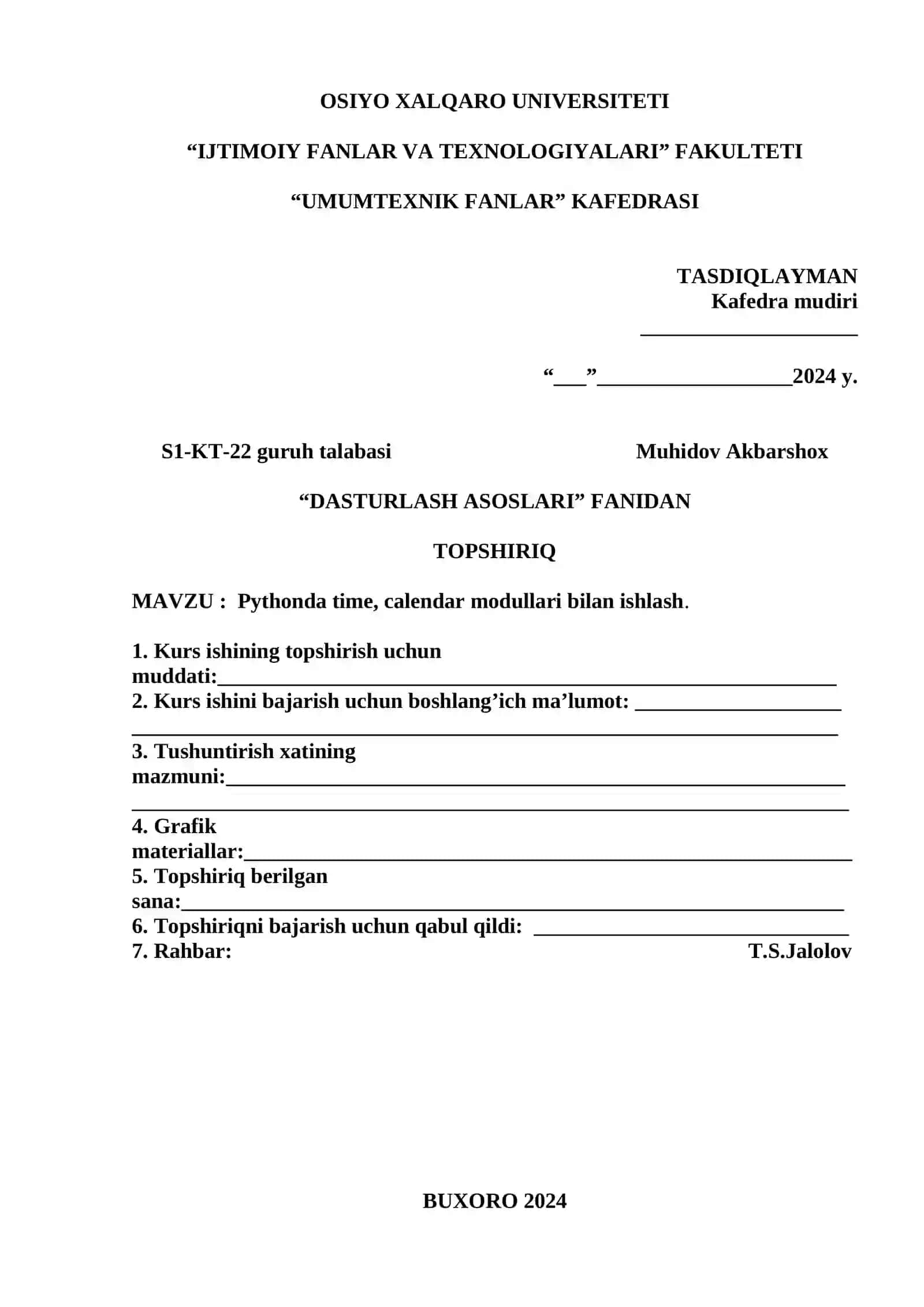 Pythonda time, calendar modullari bilan ishlash 2