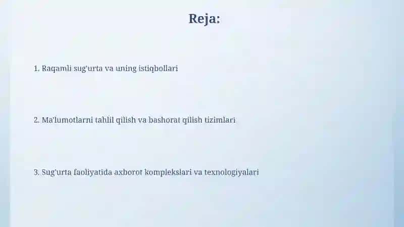 Sug'urta faoliyatida axborot kompleksi va texnalogiyalari 2