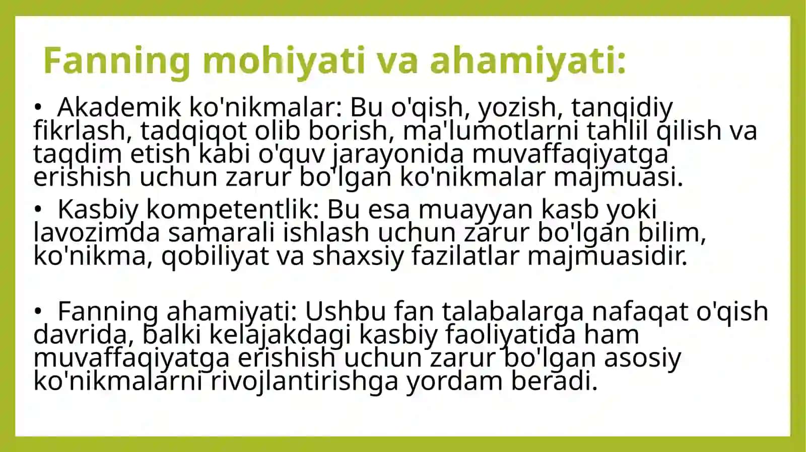 Fanningmohiyati va ahamiyati 2