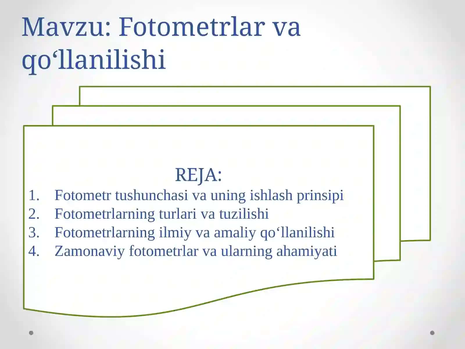 Fotometrlar va qo‘llanilishi 2