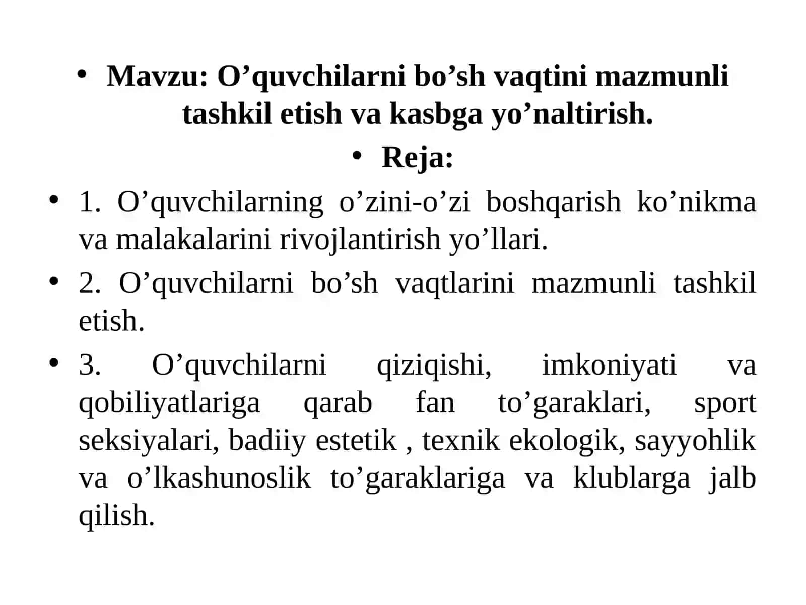 O’quvchilarni bo’sh vaqtini mazmunli tashkil etish va kasbga yo’naltirish 2