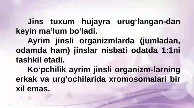 Jinsiy xromosomalar va avlodlar 2