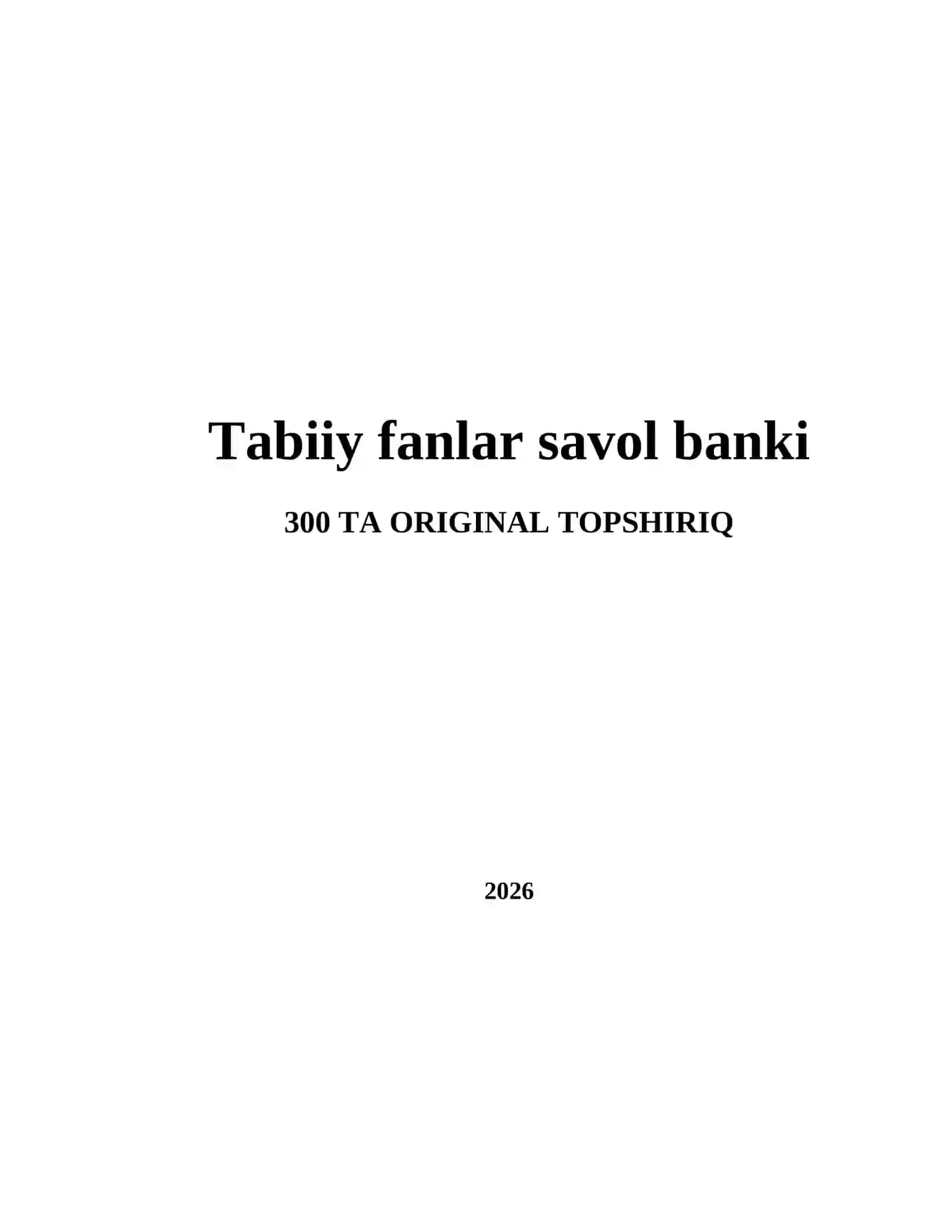 Tabiiy fanlar savol banki 2