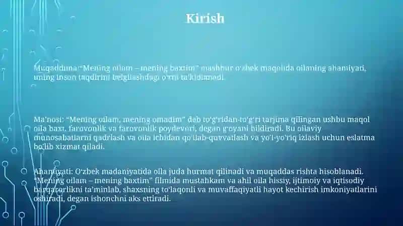 Mening Oilam- Mening Baxtim 2