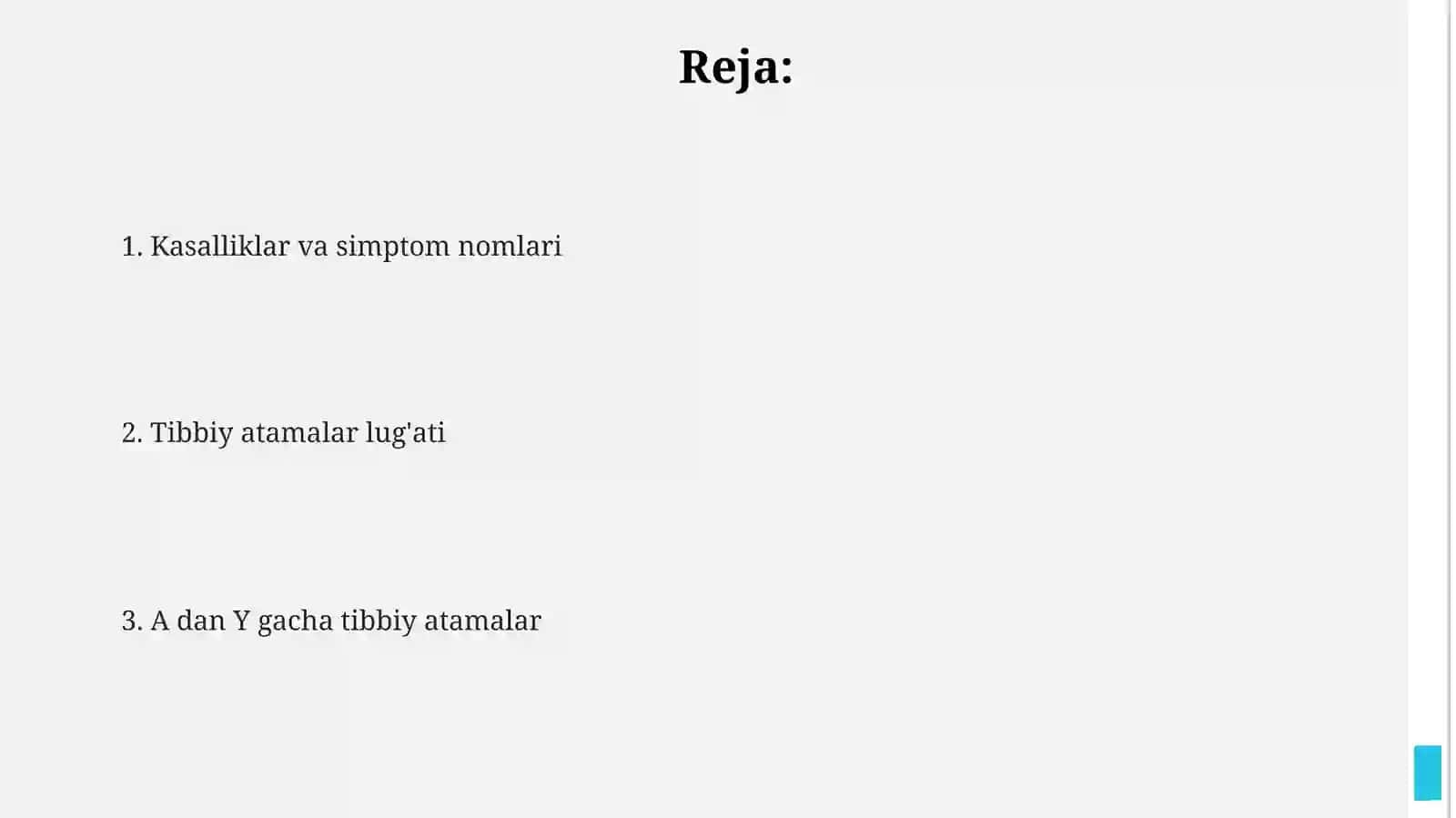 Alifbo bo'yicha tibbiy atamalar 2