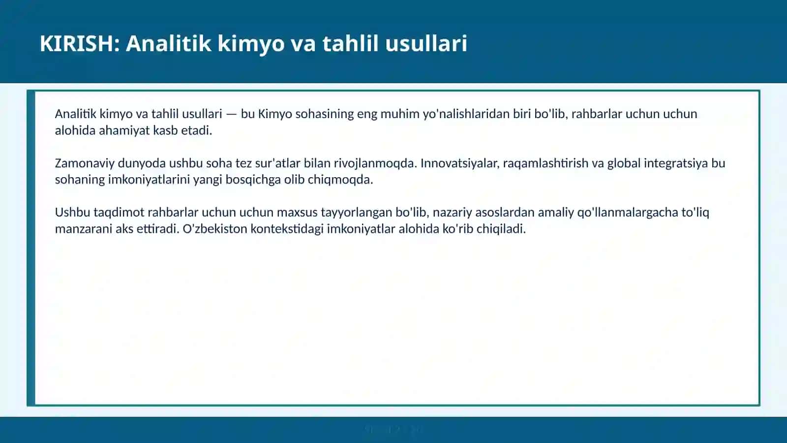 ANALITIK KIMYO VA TAHLIL USULLARI 2