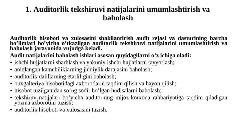 AUDITORLIK TEKSHIRUVINING YAKUNIY BOSQICHI 2