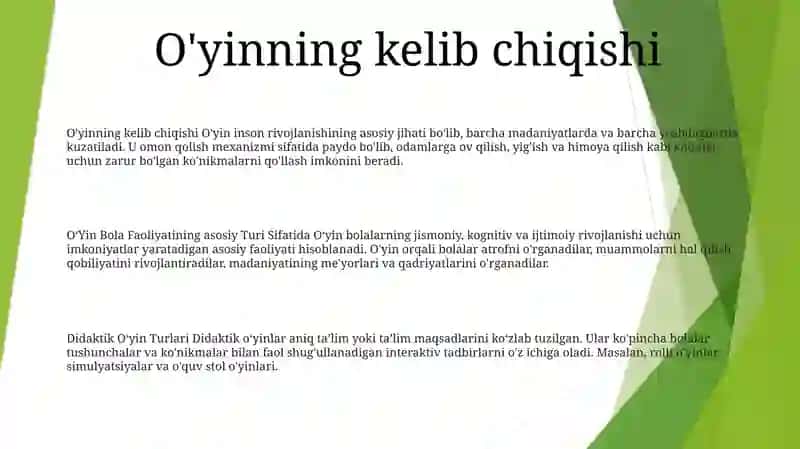 OʻYin Bola Faoliyatining Asosiy Turi Sifatida 2