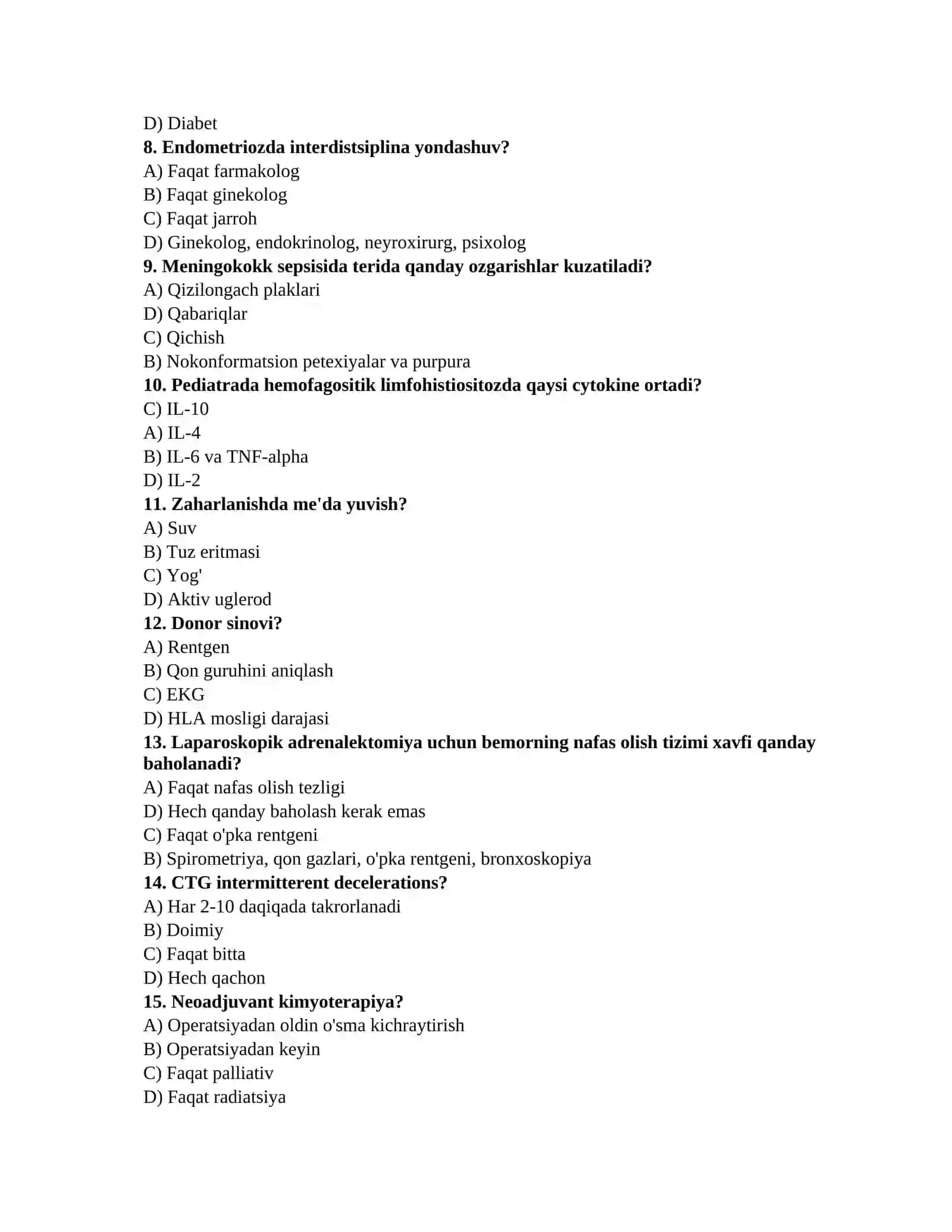 Shifokorlar testi 2