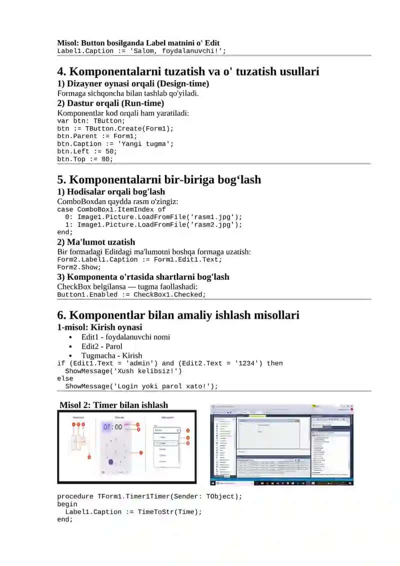 Komponentlar bilan ishlash 2