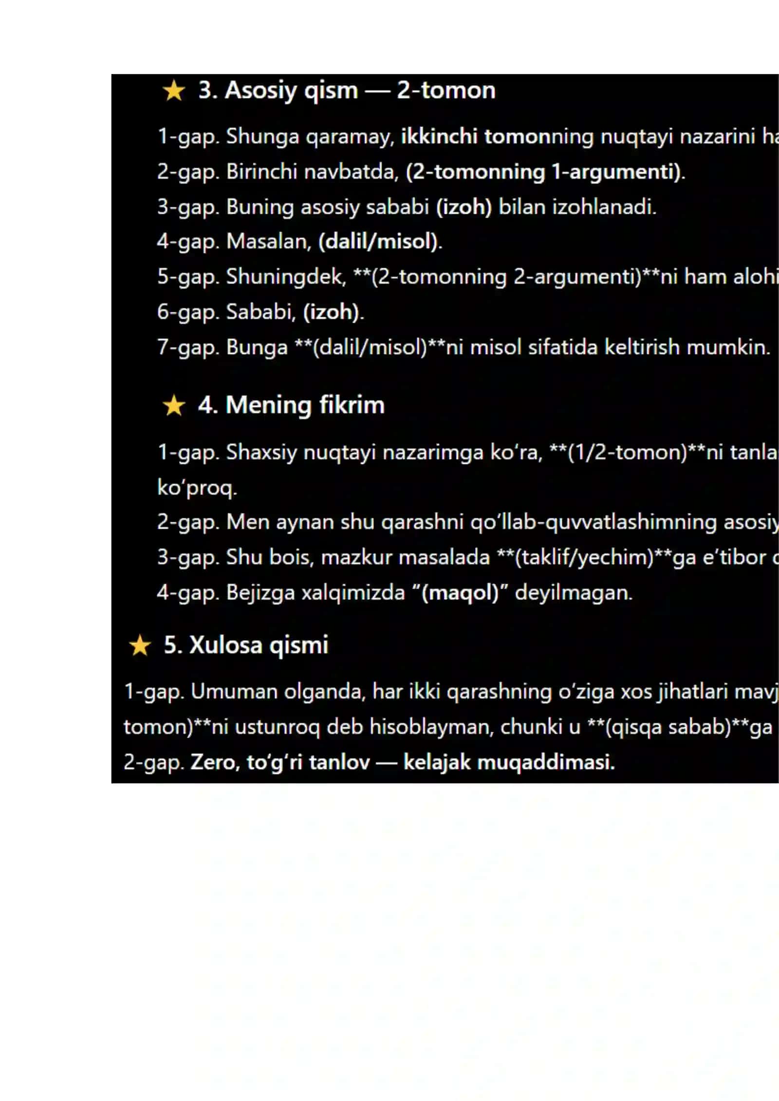 Ona tili Milliy sertifikat Esse +A Qolip 2