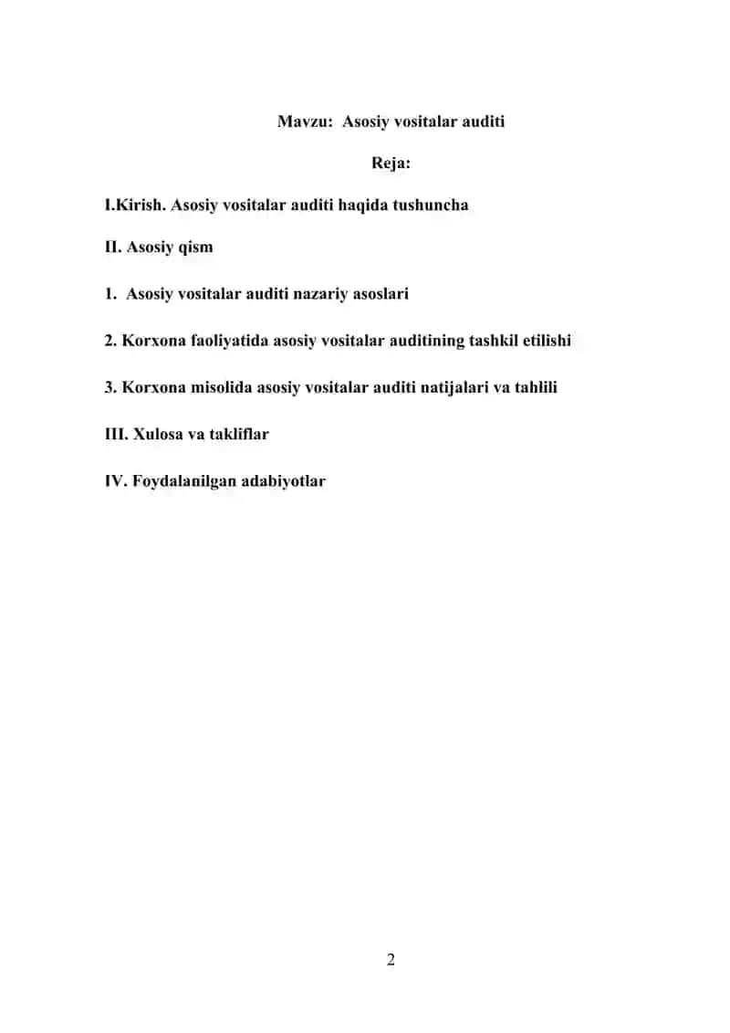 Asosiy vositalar auditi 2