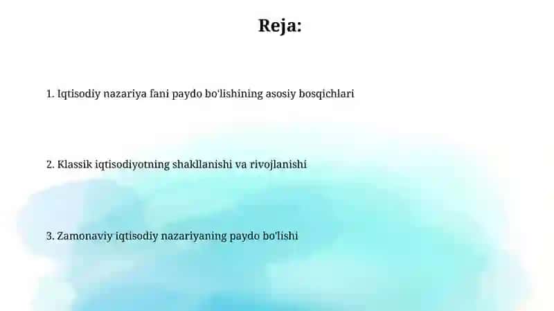 Iqtisodiyot nazariyasi fani vujudga kelishining asosiy bosqichlari 2