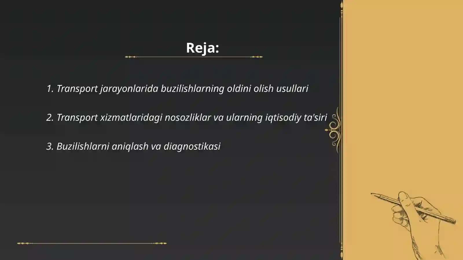 Buzilish va nosozliklarning Transport jarayoniga ta'siri 2