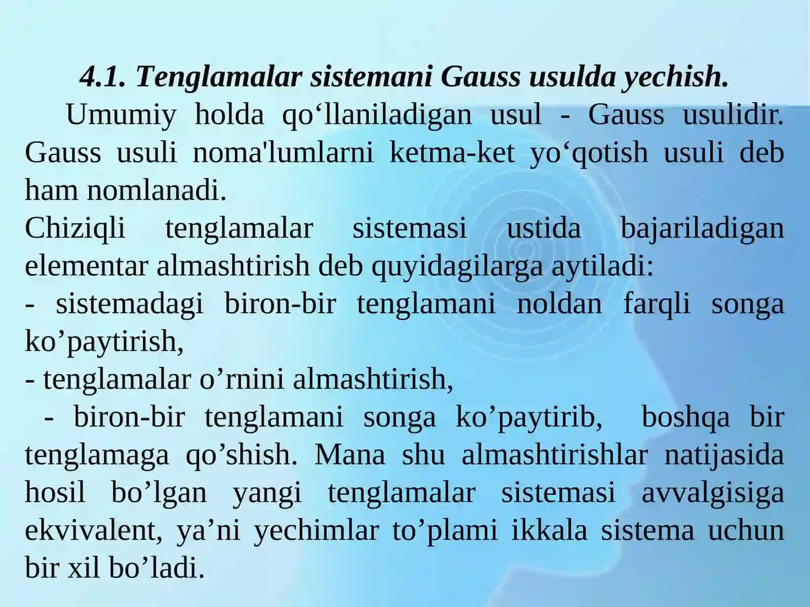 Chiziqli algebraik tenglamalar sistemasi 2